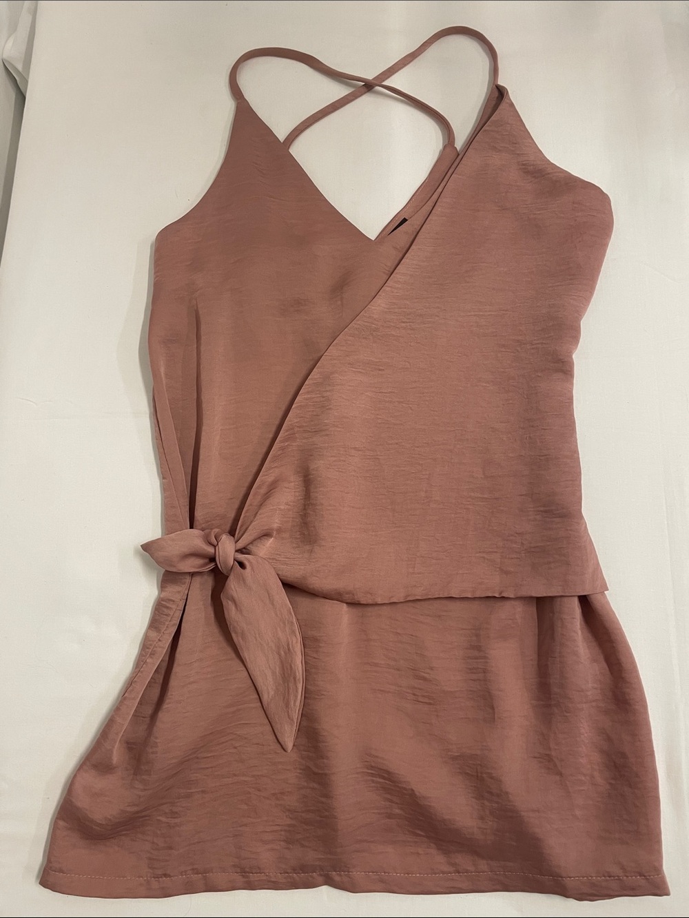 Nasty Gal Dusty Rose Wrap Mini Dress with Side Tie tunic silky glamour XXS